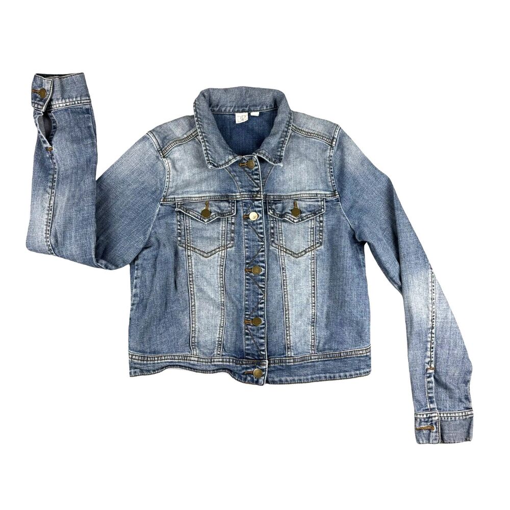 BP Jacket Women's Large Blue Jean Denim Long Sleeve Button Up Pockets Casual Top